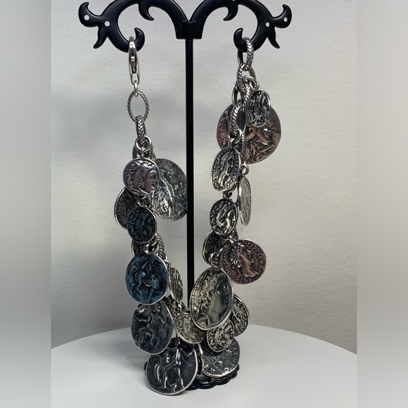 Silpada RARE HTF Sterling Silver ROMAN COINS ChaCha Rolo Chain Link Bracelet - Picture 11 of 16